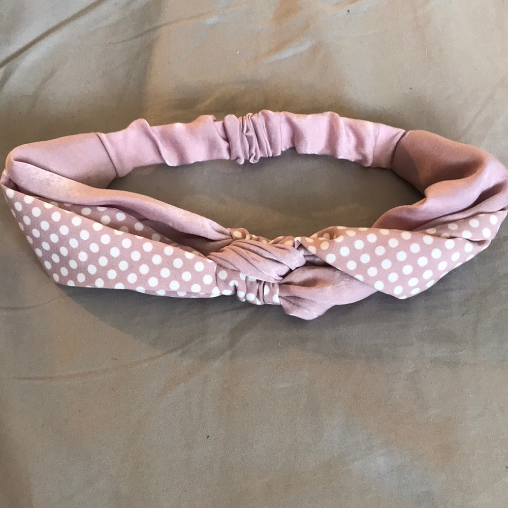 Pink and white headband